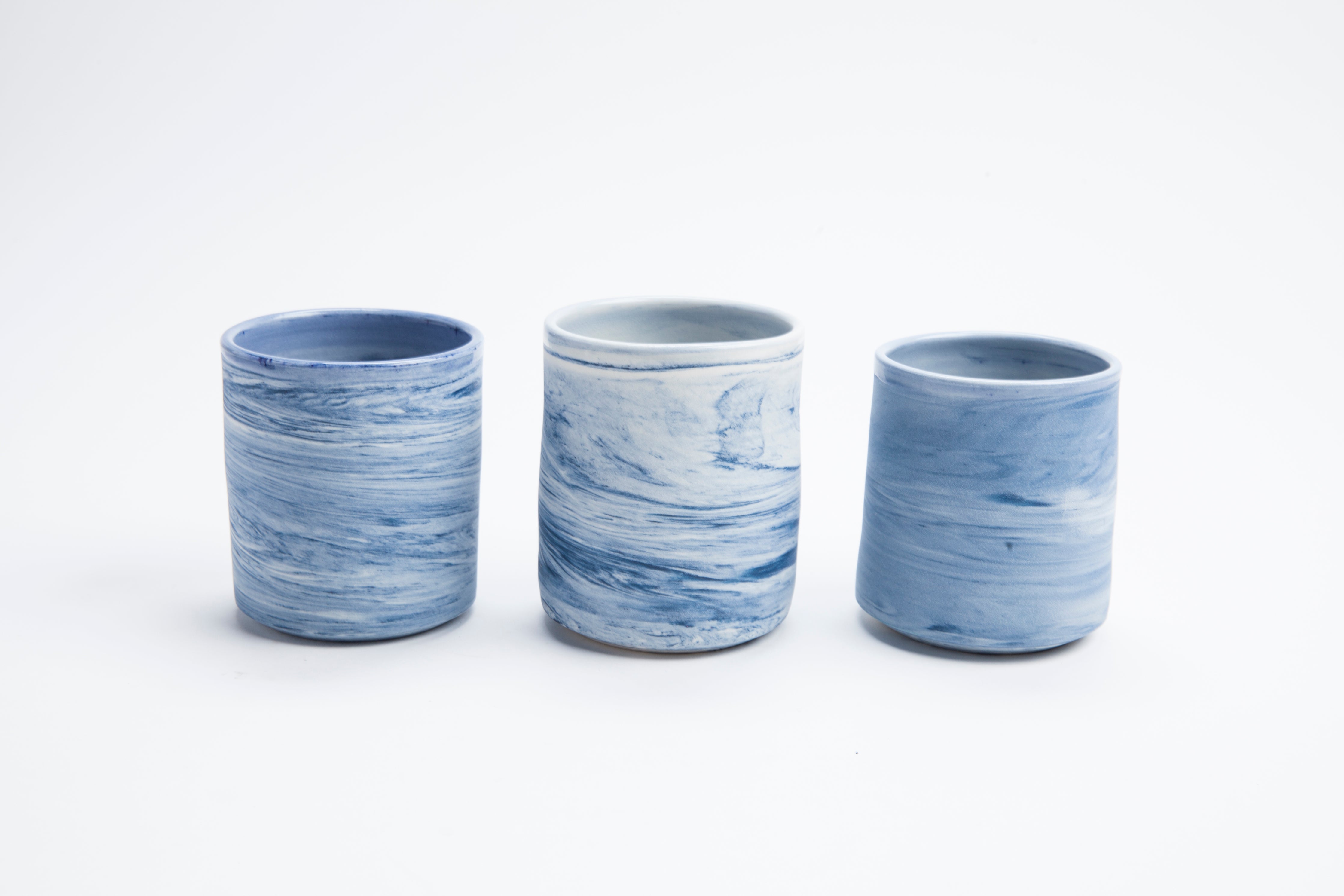 Blue Marbled Porcelain Cups
