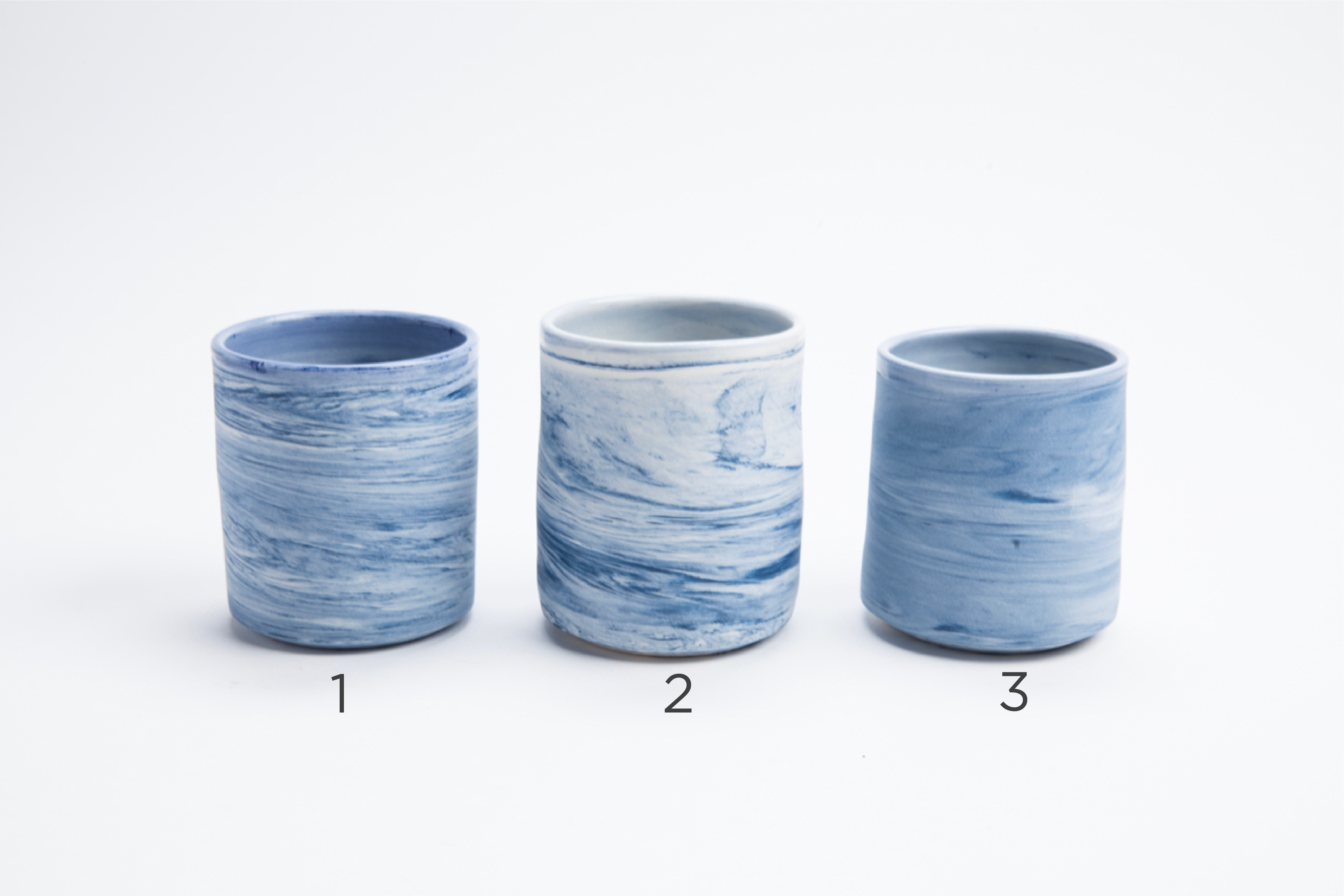 Blue Marbled Porcelain Cups